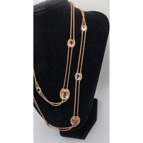 New Swarovski Rose Gold Fragment Multicolor Crystal Double Strand Necklace 2017 - Picture 5 of 16